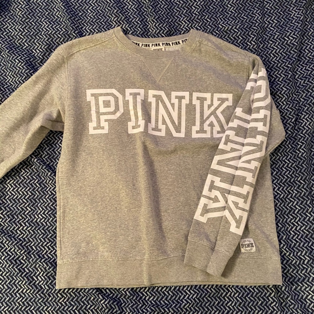 PINK gray crewneck
